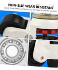 Heavy Duty Swivel Leveling Casters 4 Pack showing wear-resistant nylon pucks and adjustable feet for stable equipment mobility.