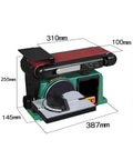 Cordless Belt And Disc Sander For Wood, Heavy Duty Electric Grinder with dimensions 310mm x 100mm x 255mm, compact design.