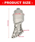 Genuine OEM Style Oil Filter Assembly 26300-3LAA0 And 26345-3LAA0 showing dimensions of 245mm by 98mm, made of aluminum.