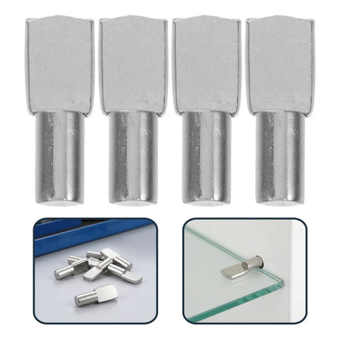 150 Pcs Stainless Steel Shelf Pins 5mm Invisible Mount For Wood And Glass Shelves Sleek Stable Support showing installation