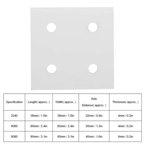 5 Pack Aluminum Joining Plates With Four Holes Vertical Flat Plate Connectors for Frame Building, 8080 Anodized Aluminum Construction
