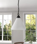 Wide 15.88 Inch Pendant Light With Glass Shade In Blackened Bronze And White Milk Finish Modern Entryway And Kitchen Fixture