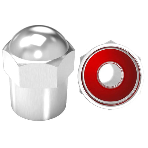 Brass Tire Valve Caps With Rubber Seal for Cars SUVs Bikes Trucks and Motorcycles Chrome Flat Top Round Top 8 Pack