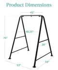 Heavy Duty Hammock Chair Stand 75 Inch Tall For Indoor And Outdoor Use With Powder Coated Steel Frame And Hardware Stand Only Supports Up To 350 Pounds, shown with dimensions.