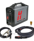 Powermax 45 SYNC Plasma Cutter with 20 ft 75° handheld torch, cables, and accessories for shop floor cuts.