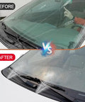 Before and after comparison of windshield using Two Pack Windshield Washer Nozzles Kit For Toyota Avalon Highlander Corolla