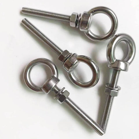 Heavy Duty Stainless Steel Eye Bolts With Washer And Nuts For Lifting Rings M6 Shoulder Eyebolts 85mm Total Length 50mm Thread