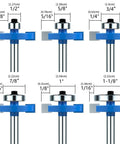 Pack Of 7 Top Notch Carbide Router Bits Set With Ball Bearings for precision wood chamfering, various sizes shown.