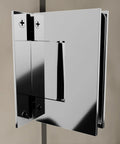 Wall Mount Full Back Plate Brass Hinge With 5 Degree Preset Polished Chrome For Glass Panels Four Inch Height Closeup View