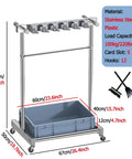 Rolling Mop And Broom Cart With Industrial Steel Build, Freestanding Utility Organizer for home, garage, and garden