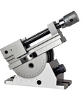 Stainless Steel Angle Vise With Tool Steel Clamp System For Precision Machining, shows integrated slots and V shaped clamp, 8 inch