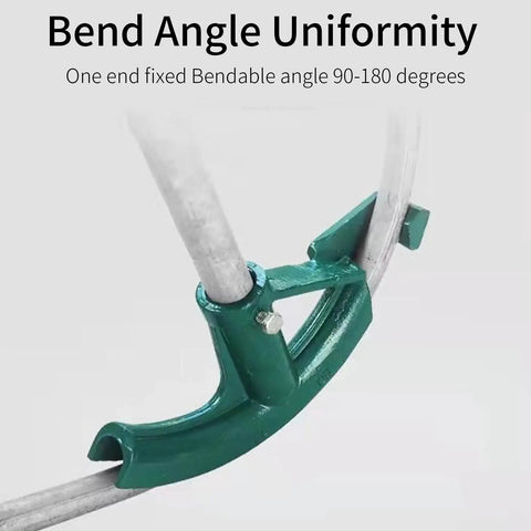 Heavy Duty 1 1/4 Inch Outside Diameter Pipe Bender Tool For Electric Wire Conduit Aluminum Pipes And PVC Tubing showing bend angle mechanism.