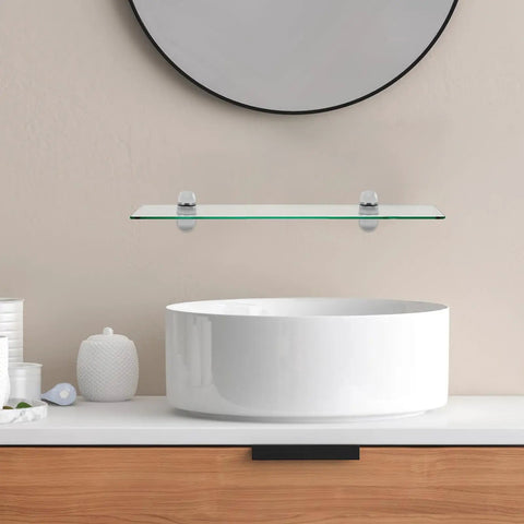 Sturdy Adjustable Glass Shelf Brackets Zinc Alloy Wall Mounts For Bathrooms And Kitchens above a modern sink