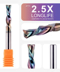 SpeTool 2-piece downcut router bits, 1/4 in shank, 1/4 in cutter, 1 in length, long-life coating for wood mortise slots