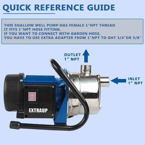 Stainless Steel Portable Water Pump For Your Yard Sprinklers And Garden Irrigation Bang For Your Buck 1HP 115V 60Hz with guide