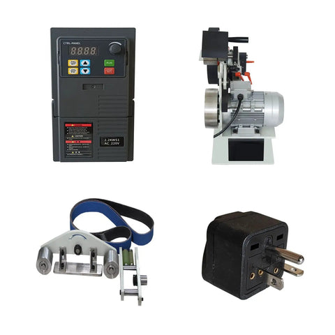 Badass Heavy Duty Belt Sander And Metal Polisher With 72 By 2 Inch Wide Belt control panel and parts for shop use and adjustment
