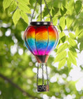 Colorful Hot Air Balloon Solar Lantern With Candle Holder Lit Flickering Flame Hanging Outdoor Garden Light Weatherproof