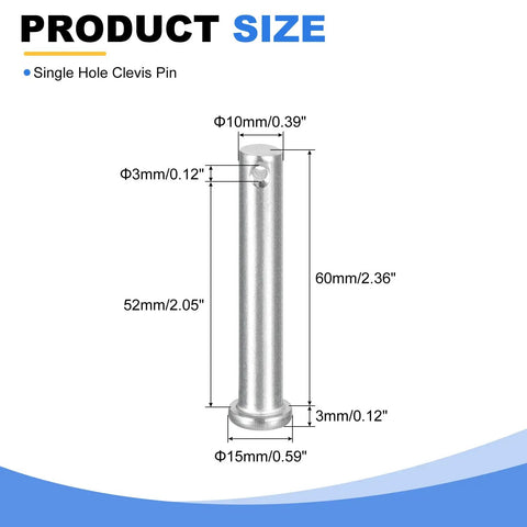 304 Stainless Steel Clevis Pins Single Hole Flat Head Hitch Pin 4 Pack Heavy Duty All Purpose Reliable For Trailer Latches Mechanics Repair Furniture Installation And Industrial Equipment, M10x60mm size