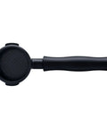 58MM Bottomless Portafilter With Titanium PVD Coated Head And Anodized Aluminum Handle for Breville machines; showing the filter basket.