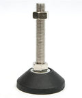 Top Tier Adjustable Leveling Feet Four Pack Swivel Base Furniture Glide Pads with sturdy rubber base and threaded metal rod.