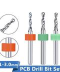 Pro Grade Printed Circuit Board Drill Bit Set, 10 Piece Twist Bits From 2.1mm To 3.0mm, shown with color-coded rings