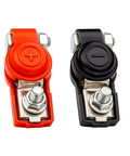 12V Battery Terminal Connectors With Dust Covers Red And Black Pair For Cars Trucks Boats And More Zinc Terminal Clamps Five Sixteenth Inch Stud For Easy Tightening And Secure Wiring In Automotive Marine And DIY Applications