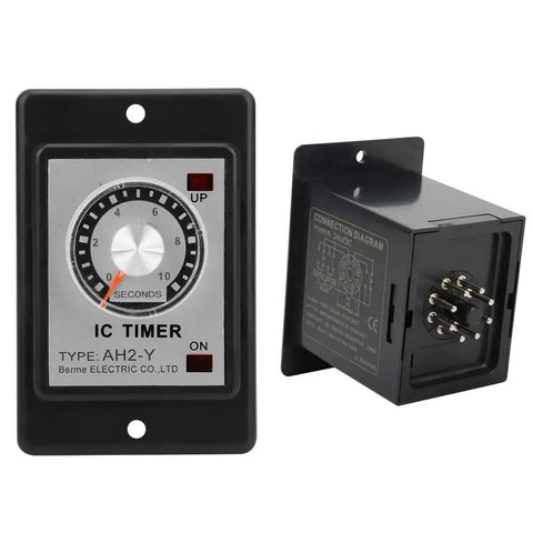 AH2 Y Time Relay 24V Low Voltage Delay Timer For Industrial Control And Electrical Systems With A 10S Delay PVC Housing Boss Level Rugged Component For Home Appliances And Low Voltage Equipment, 24V 10s dial timer relay