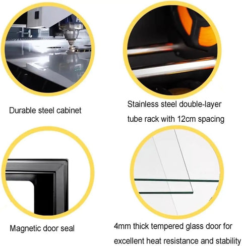 Top Tier 3D Printer Filament Dryer Box With Smart Auto Humidity Control And Zap Ptc Heating For Two Spools durable steel cabinet and glass door details.