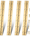 Four Pack 12 Inch Gold Stainless Steel Piano Hinges Built Like A Tank And Hella Sturdy Heavy Duty Continuous Strips with screws.