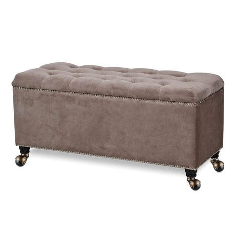 Ottoman with Antique Gold 2 Inch Ball Caster Wheels and Sockets, showcasing swivel casters for furniture DIY and repair, heavy duty steel construction.