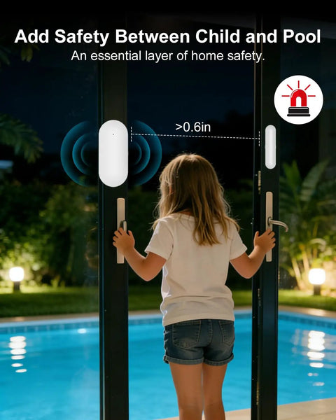 Child activating Wireless Home Security System With WiFi App Alerts Alexa Compatible Standalone Keypad Expandable Door Window And Motion Sensors Remote Access No Monthly Fee Perfect For Home Or Small Business near pool