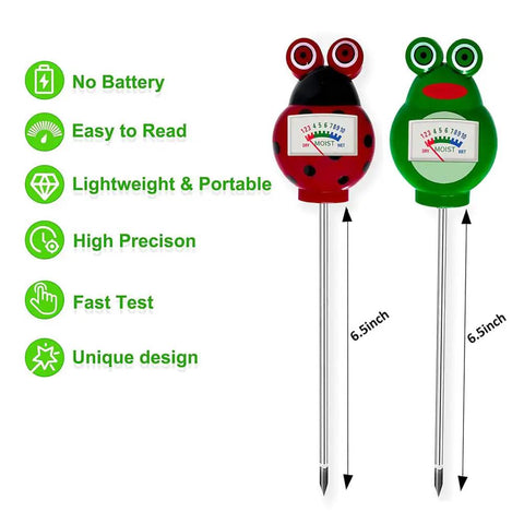 Two-Pack Battery-Free Soil Moisture Meters For Plants, Green And Red, Pro Grade Sensor, Upgraded Moisture Meter For Accurate Readings