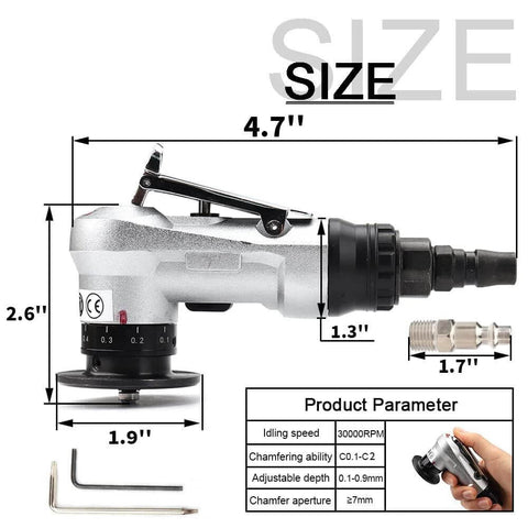 SI FANG mini pneumatic chamfering tool with replaceable blades and bearings, 45° deburring for metal