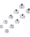 Four Pronged Tee Nuts Kit For Wood And Chipboard, Carbon Steel With Zinc Finish, assorted sizes on white background