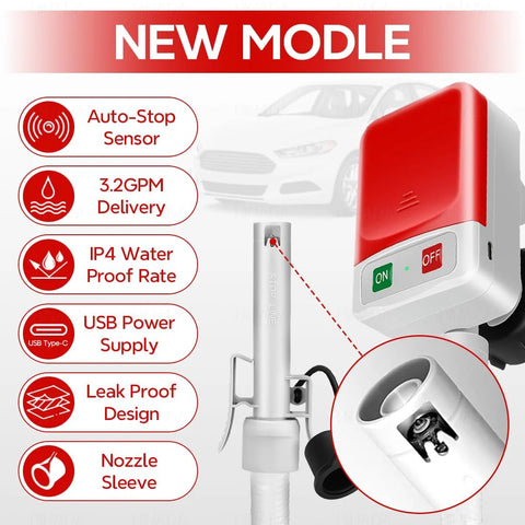 Auto Stop Fuel Transfer Pump Portable Gas Can Pump with USB Type C or Battery Power, 3.2 GPM, 51 Inch Hose, 4 Can Adapters