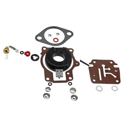 Carburetor Rebuild Kit For Johnson Evinrude OMC Outboard Engines 18 To 75 HP Compatible With 396701 And 398729 components displayed