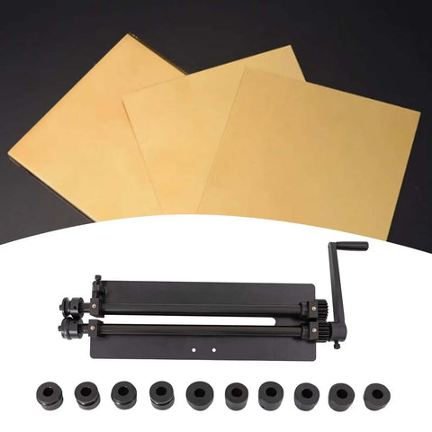 Bead Roller For Sheet Metal Fabrication With Six Dies Carbon Steel Roller Tool Hand Crank Forming Machine and dies displayed