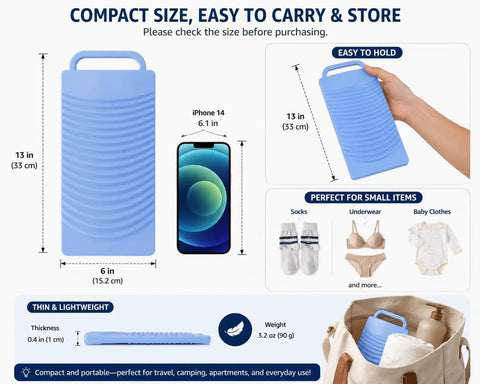 Heavy Duty Japanese Plastic Washboard For Laundry Scrubbing Portable Hand Wash Board 13x6 inch blue board for small laundry items.