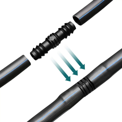 8 Piece Half Inch Drip Irrigation Fittings Kit Inline Barb Hose Connectors DIY Ready Heavy Duty Plastic Tubing End Stop For Garden Lawn
