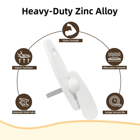 Heavy Duty White Gliding Door Thumb Latch Replacement For Andersen Patio Doors Rock Solid Click Lock with zinc alloy design.