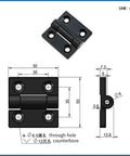 Amazon black zinc-alloy torque door hinge with damper, 1 piece, front view showing mounting holes.