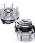 Front Wheel Bearing Hub Assembly Set Of 2 For 4WD Chevy Silverado 1500 Tahoe Suburban Express 1500 Yukon Sierra Savana 1500 Cadillac Escalade 2000 To 2006 Compatible, visible is the metal hub structure with 6 lugs and ABS wiring, designed for front axle installations on 4WD trucks.