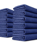 Heavy Duty Moving Blankets 72x80 Inch 12 Pack Blue Polyester Cotton Quilted Furniture Pads For Moving, Shipping, And Storage