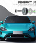Universal Car Bumper Quick Release Clips Fasteners Kit Four Piece Aluminum Alloy With Rubber O Ring shown with teal car and components