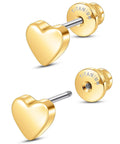 Implant Grade F136 Titanium Cubic Zirconia Stud Earrings Secure Screw Back Ultra Light Hypoallergenic For Sensitive Ears All Day Fresh Fit No Drama Vibe Top Tier Slay heart-shaped design, gold finish, secure screw closure.