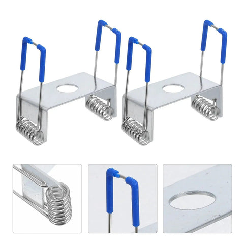 30 Pack Heavy Duty Spring Clips For 18x25mm LED Panel Lights Recessed Ceiling Mount Holders with blue grips in close-up view
