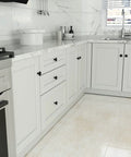 Matte Black Cabinet Knobs Set Of 50 With Screws 1.27 Inch Round Dresser Drawer Pulls adorn white kitchen cabinets