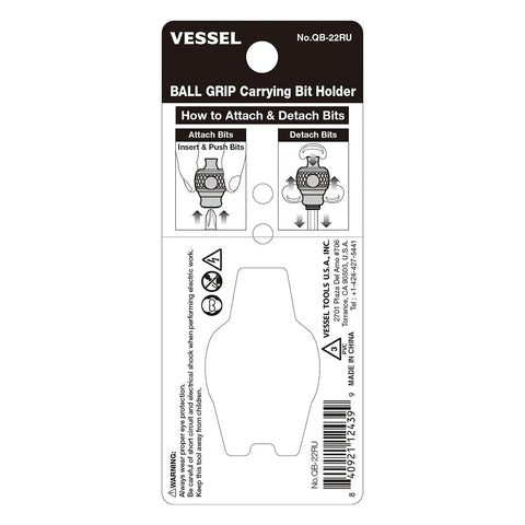 Ball Grip Bit Holder With Keychain For One Quarter Inch Hex Bits Handy Interchangeable Stubby Driver Red Cushioned Grip packaging.