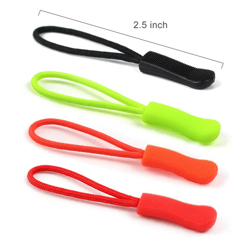 Bright Fluorescent Zipper Pulls 40 Pack Nylon Replacement Tabs For Backpacks And Bags Neon Orange And Green Easy Grip
