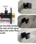 Shower Body Spray Solid Brass Massage Jets With Wall Mount, Dope Matte Black Swivel Shower Head showing flow control in action.